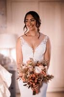 Burnt Orange Autumn Wedding Bouquet – Artificial Fall Bridal Flowers – Rustic Faux Bouquet for Bride