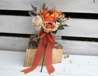 Burnt Orange Autumn Wedding Bouquet – Artificial Fall Bridal Flowers – Rustic Faux Bouquet for Bride
