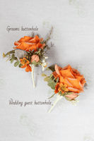 Burnt Orange Autumn Wedding Bouquet – Artificial Fall Bridal Flowers – Rustic Faux Bouquet for Bride