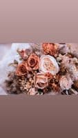 Burnt Orange Autumn Wedding Bouquet – Artificial Fall Bridal Flowers – Rustic Faux Bouquet for Bride