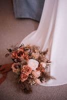 Burnt Orange Autumn Wedding Bouquet – Artificial Fall Bridal Flowers – Rustic Faux Bouquet for Bride