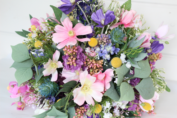 Country Artificial Bridal Bouquet - Pastel Wedding Bouquet