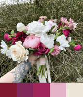 Deep Pink,  Burgundy, Blush Artificial  Bridal Bouquet - Deep Pink, Burgundy  Wedding Bouquets