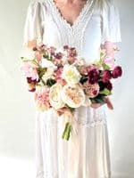 Deep Pink,  Burgundy, Blush Artificial  Bridal Bouquet - Deep Pink, Burgundy  Wedding Bouquets