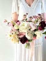 Deep Pink,  Burgundy, Blush Artificial  Bridal Bouquet - Deep Pink, Burgundy  Wedding Bouquets