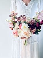 Deep Pink,  Burgundy, Blush Artificial  Bridal Bouquet - Deep Pink, Burgundy  Wedding Bouquets