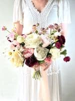 Deep Pink,  Burgundy, Blush Artificial  Bridal Bouquet - Deep Pink, Burgundy  Wedding Bouquets