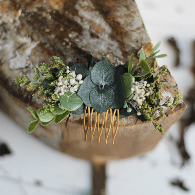 Dried Eucalyptus Hair Comb - Rustic Dried Eucalyptus Hair Comb
