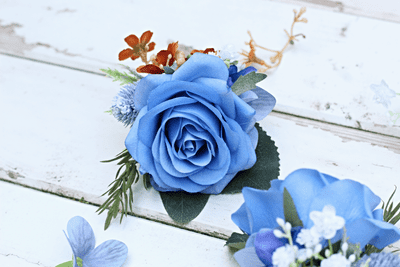 Dusty Blue Real Touch Artificial Wedding Buttonhole/Boutonniere