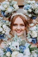Dusty Blue & White Artificial Wedding Bouquet | Faux Bridal Flowers UK