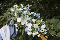 Dusty Blue & White Artificial Wedding Bouquet | Faux Bridal Flowers UK