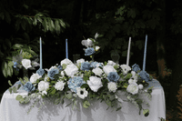 Dusty Blue & White Artificial Wedding Bouquet | Faux Bridal Flowers UK