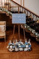 Dusty Blue & White Artificial Wedding Bouquet | Faux Bridal Flowers UK