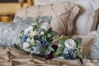 Dusty Blue & White Artificial Wedding Bouquet | Faux Bridal Flowers UK