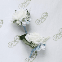 Dusty Blue & White Artificial Wedding Bouquet | Faux Bridal Flowers UK