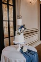Dusty Blue & White Artificial Wedding Bouquet | Faux Bridal Flowers UK