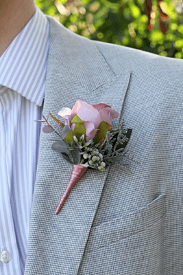 Dusty Pink Rose Buttonhole - Pink Matching Rose Corsage and Buttonhole Set - Prom Corsage