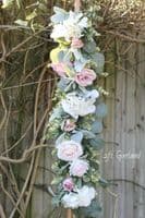 Blush Pink Artificial Bridal Bouquet UK | Dusty Pink & Ivory Faux Rose Wedding Flowers – Ebony Collection