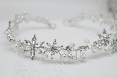 Emberly Silver Crystal Floral Hair Vine