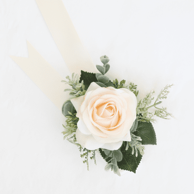 Emma  Artificial Blush Rose Wrist Corsage - Peach Rose Wedding Corsage - Blush Prom Corsage