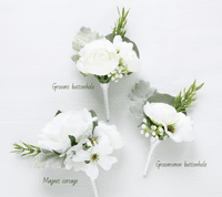 Eva-Luria Artificial White and Ivory Bridal Bouquet – Sage Green Wedding Flowers for Summer