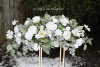 Eva-Luria Artificial White and Ivory Bridal Bouquet – Sage Green Wedding Flowers for Summer