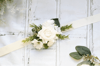 Eva-Luria Artificial White and Ivory Bridal Bouquet – Sage Green Wedding Flowers for Summer