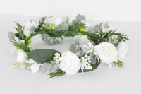 Eva-Luria Artificial White and Ivory Bridal Bouquet – Sage Green Wedding Flowers for Summer