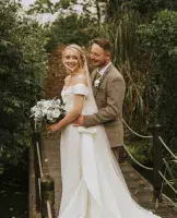 Eva-Luria Artificial White and Ivory Bridal Bouquet – Sage Green Wedding Flowers for Summer