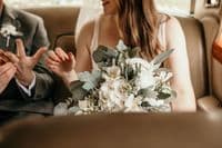 Eva-Luria Artificial White and Ivory Bridal Bouquet – Sage Green Wedding Flowers for Summer