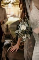 Eva-Luria Artificial White and Ivory Bridal Bouquet – Sage Green Wedding Flowers for Summer