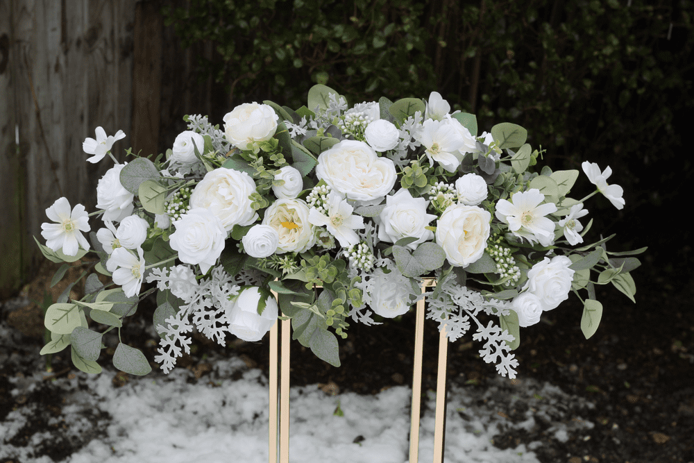 Evelyn Artificial White Ivory Flower Table Centrepiece Decor Artificial White Flower Arrangement