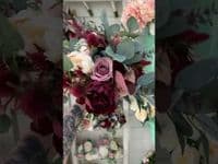 Faux Blush & Burgundy Artificial Bridal Bouquet – Burgundy Blush Wedding Flowers – Silk Burgundy Wed