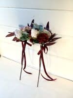 Faux Blush & Burgundy Artificial Bridal Bouquet – Burgundy Blush Wedding Flowers – Silk Burgundy Wed