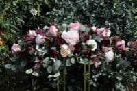 Faux Blush & Burgundy Artificial Bridal Bouquet – Burgundy Blush Wedding Flowers – Silk Burgundy Wed