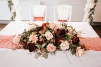 Faux Blush & Burgundy Artificial Bridal Bouquet – Burgundy Blush Wedding Flowers – Silk Burgundy Wed