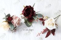 Faux Blush & Burgundy Artificial Bridal Bouquet – Burgundy Blush Wedding Flowers – Silk Burgundy Wed