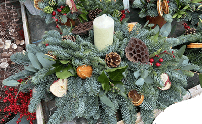Fresh Christmas Centrepiece - Traditional Festive Table Centrepiece