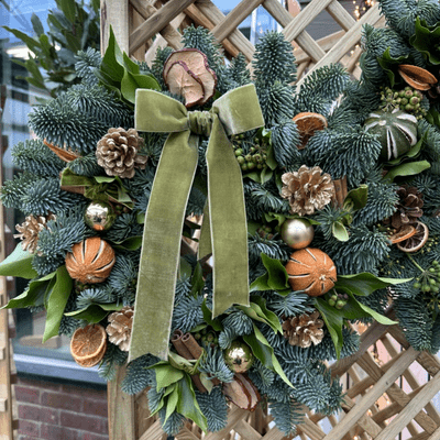 Fresh Spruce Green And Gold Christmas Wreath