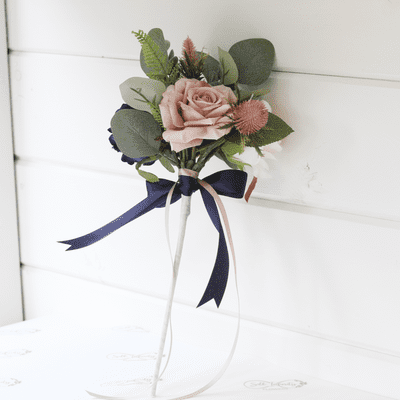 Haper Artificial Navy Flower Girl Wand - Flower Girl Accessories - Blush Wedding Flower Girl Wand