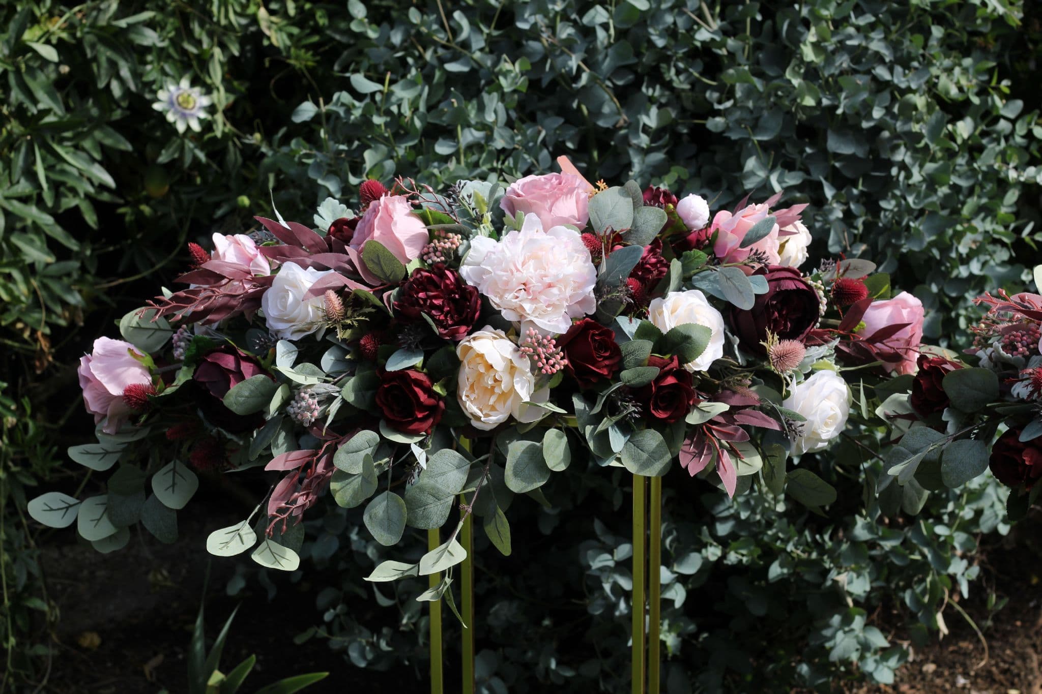 HIRE Artificial Burgundy Blush Table Flower Centrepiece