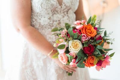 Hot Pink & Orange Artificial Wedding Bouquet UK
