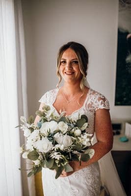 Iona Artificial White Ivory Bridal Bouquet, White Ivory Wedding Bouquet -  Ivory Silk Flower Bouquet