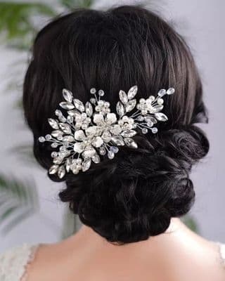 Iva Silver Floral Hair Comb