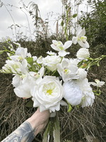 Ivory  White Artificial  Bridal Flowers –Real Touch Roses Bouquet- Orchid Bridal Bouquet