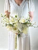 Ivory  White Artificial  Bridal Flowers –Real Touch Roses Bouquet- Orchid Bridal Bouquet
