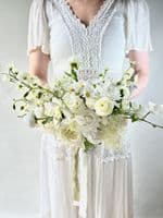 Ivory  White Artificial  Bridal Flowers –Real Touch Roses Bouquet- Orchid Bridal Bouquet
