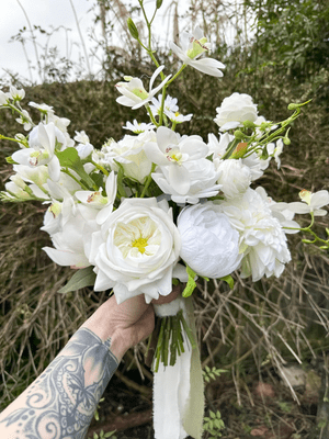 Ivory & White Real Touch Artificial  Bridal Flowers – Faux Roses, Orchids & Peonies