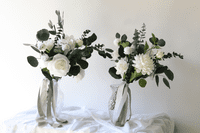 Katelyn White Rose Artificial Bridal Bouquet – Eucalyptus & Faux White Wedding Flowers