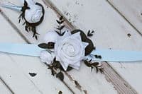 Katelyn White Rose Artificial Bridal Bouquet – Eucalyptus & Faux White Wedding Flowers